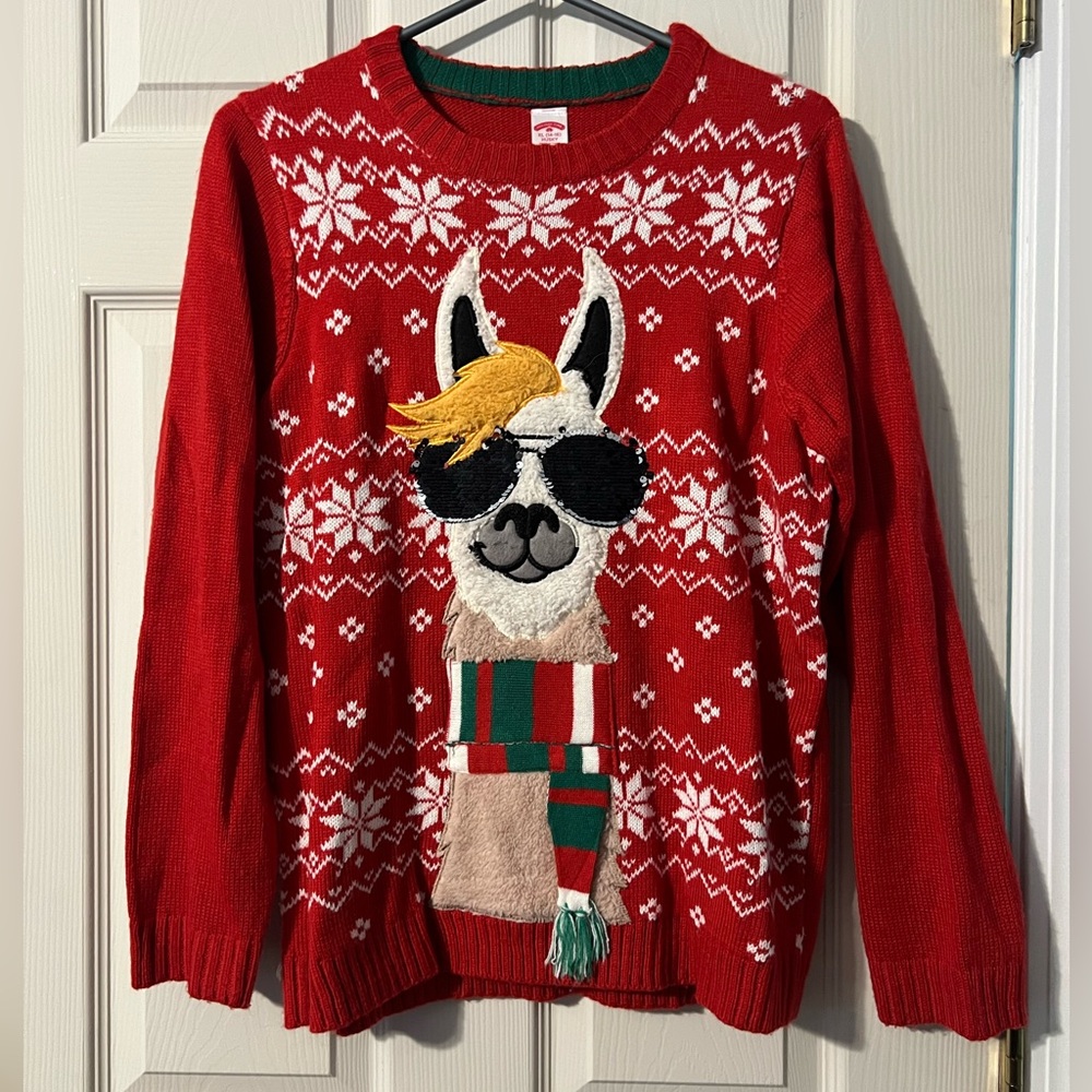 Holiday Time ugly sweater cozy llama long sleeve XL Husky